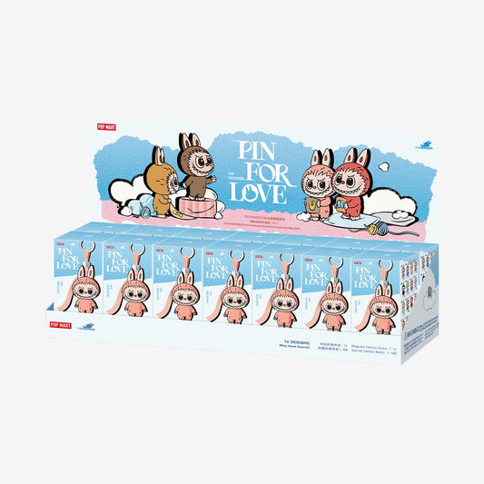 Labubu Pin for Love N-Z display case of 14 sealed blue blind boxes