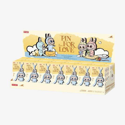 Labubu Pin for Love A-M display case of 14 sealed yellow blind boxes