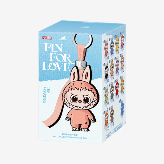 Pop Mart Labubu Pin for Love N-Z blind box in blue, front of the sealed box