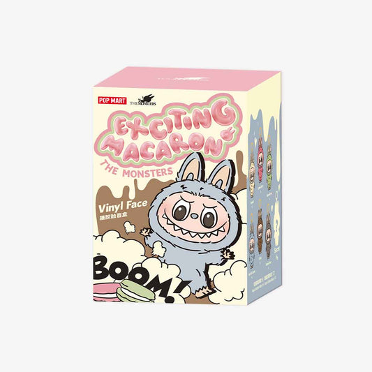 Pop Mart Labubu Exciting Macaron vinyl face blind box, front of the sealed box