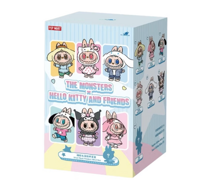 Pop Mart Labubu x Hello Kitty and Friends vinyl plush pendant blind box, front of the sealed box