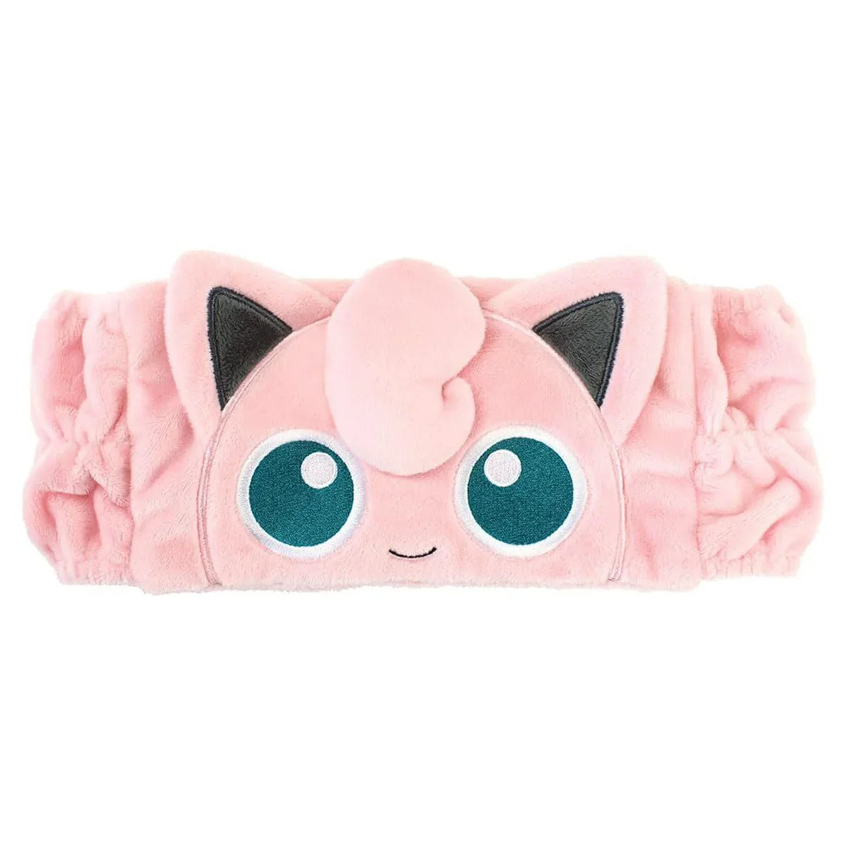 Jigglypuff Pokemon Hair Band: pink plush headband with big teal eyes, a curl of hair and pointed ears