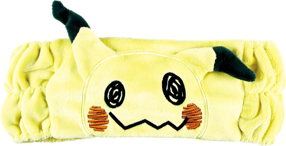 Mimikyu Pokemon Hair Band: yellow plush headband with a stitched face, black-tipped ears and gathered elastic sides